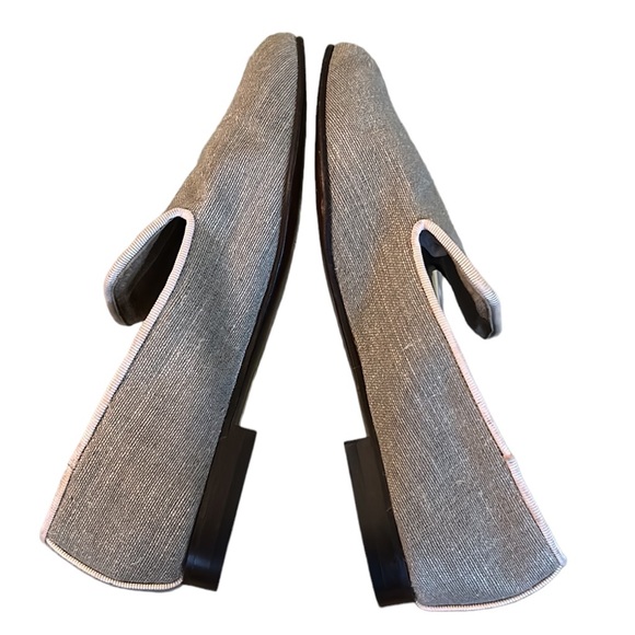 Evelyn Paul Paris Handmade Tan Linen Leather Loafers - 7 - Picture 8 of 14